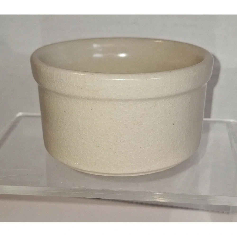 Vintage RRP Co Roseville Ohio Pottery Cream Stoneware Ramekin Custard Cup USA